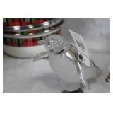 Set of Christmas Themed Dinnerware and Decor with Reindeer Ornament