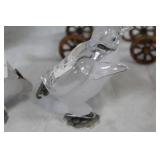 Set of Christmas Themed Dinnerware and Decor with Reindeer Ornament