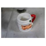 Set of Christmas Themed Dinnerware and Decor with Reindeer Ornament