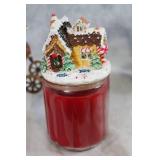 Set of Christmas Themed Dinnerware and Decor with Reindeer Ornament