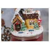 Set of Christmas Themed Dinnerware and Decor with Reindeer Ornament