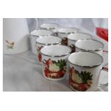 Set of Christmas Themed Dinnerware and Decor with Reindeer Ornament