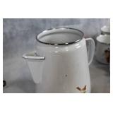 Set of Christmas Themed Dinnerware and Decor with Reindeer Ornament