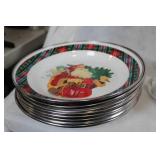 Set of Christmas Themed Dinnerware and Decor with Reindeer Ornament