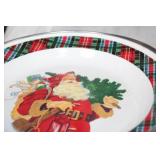 Set of Christmas Themed Dinnerware and Decor with Reindeer Ornament
