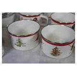 Set of Vintage Christmas Enamelware with Snowman and Christmas Tree Designs