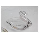 Set of 2 Duncan Miller Crystal Swan Dishes