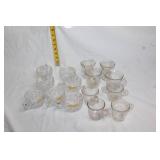 Collection of 14 Vintage Glass Punch Cups with Ornate Handles