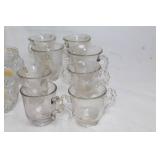 Collection of 14 Vintage Glass Punch Cups with Ornate Handles