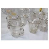 Collection of 14 Vintage Glass Punch Cups with Ornate Handles