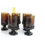 Set of 5 Vintage Fostoria Madeira Amber Glass Goblets