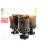 Set of 5 Vintage Fostoria Madeira Amber Glass Goblets