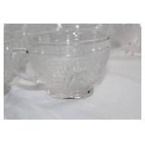 Set of 12 Vintage Glass Tea Cups with Etched Floral Design