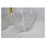 Set of 12 Vintage Glass Tea Cups with Etched Floral Design