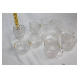 Collection of 10 Vintage Glass Sugar Bowls and Creamers