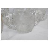 Collection of 10 Vintage Glass Sugar Bowls and Creamers