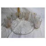 Vintage Pressed Glass Punch Bowl Set with 8 Matching Cups
