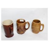 Set of 3 Vintage Stoneware Mugs