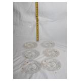 Set of 6 Glass Dessert Plates with Starburst Design
