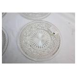 Set of 6 Glass Dessert Plates with Starburst Design