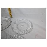 Set of 5 Elegant Clear Glass Swirl Pattern Plates