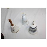 Set of 3 Assorted Decorative Porcelain Bells