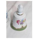 Set of 3 Vintage Porcelain Bells with Floral Designs