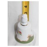 Set of 3 Vintage Porcelain Bells with Floral Designs