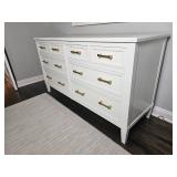 Contemporary 9 Drawer Dresser from Marshal Fields with Modern Brass Drawer Pulls