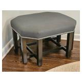 Gray Faux Leather Ottoman Tack Border