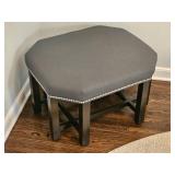 Gray Faux Leather Ottoman Tack Border