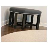 Gray Faux Leather Ottoman Tack Border