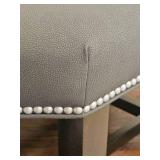 Gray Faux Leather Ottoman Tack Border