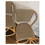 Palecek Bamboo Rattan Wicker Bar Stools (Three)