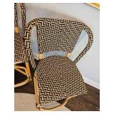 Palecek Bamboo Rattan Wicker Bar Stools (Three)