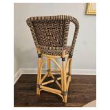 Palecek Bamboo Rattan Wicker Bar Stools (Three)