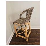 Palecek Bamboo Rattan Wicker Bar Stools (Three)
