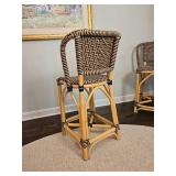 Palecek Bamboo Rattan Wicker Bar Stools (Two)