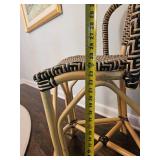 Palecek Bamboo Rattan Wicker Bar Stools (Two)