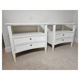 Modern Contemporary White Nightstand Pair