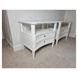 Modern Contemporary White Nightstand Pair