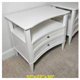 Modern Contemporary White Nightstand Pair