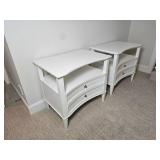 Modern Contemporary White Nightstand Pair
