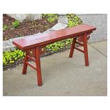 Red Lacquer Oriental Bench