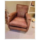 William Alan Brown Leather Club Chair, b