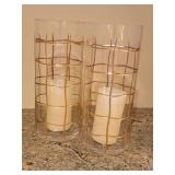 Etched Gilt Abstract Lattice Tall Candle Holders