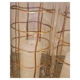 Etched Gilt Abstract Lattice Tall Candle Holders