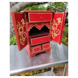 Oriental Red Jewelry Box Armoire