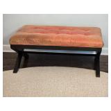 Contemporary Faux Leather Tacked Bench