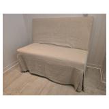 Delightful Slip Cover Bench with Rose Decorated Throw Pillows